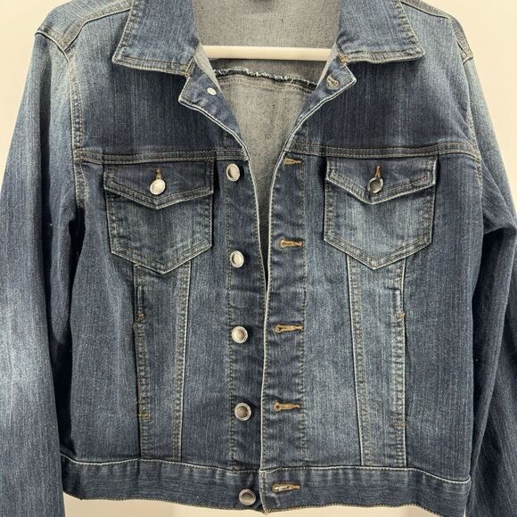 Faded Glory Size L 12 -14 Women's Denim Jean Jacket Button Down Front Pockets - Picture 2 of 16
